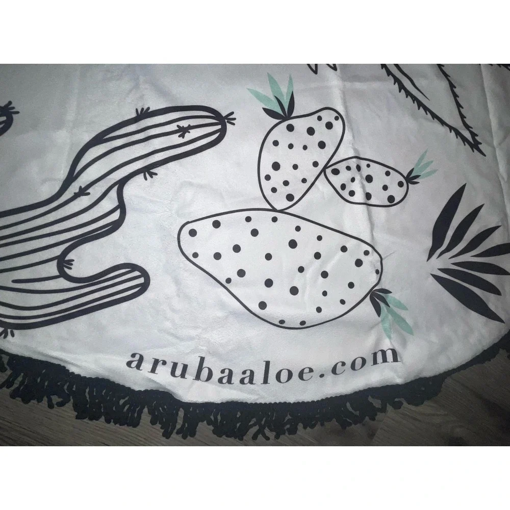 Aruba Aloe Round Beach Towel With‎ Fringe Trim 60